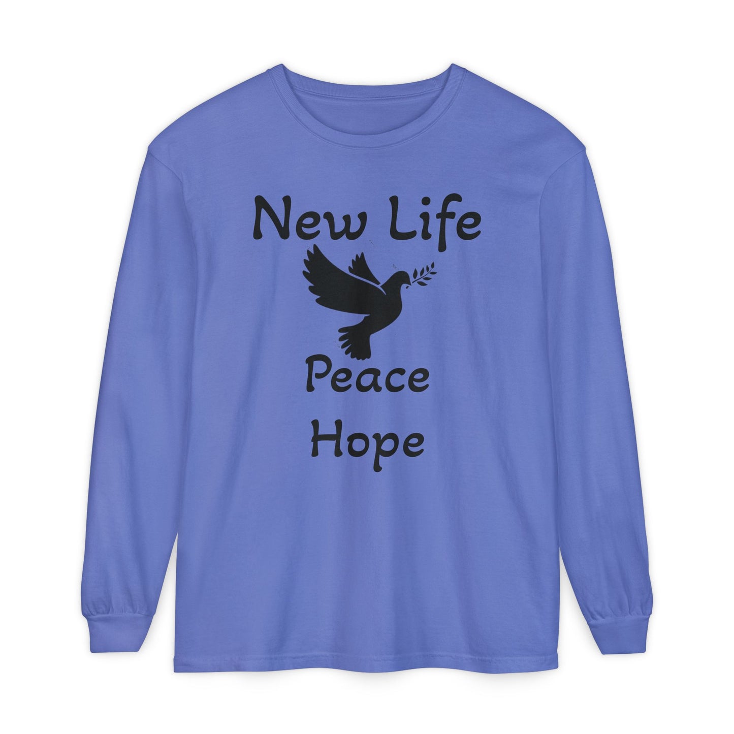 New Life- Peace Hope- Dove with Olive Branch Long Sleeve T-Shirt