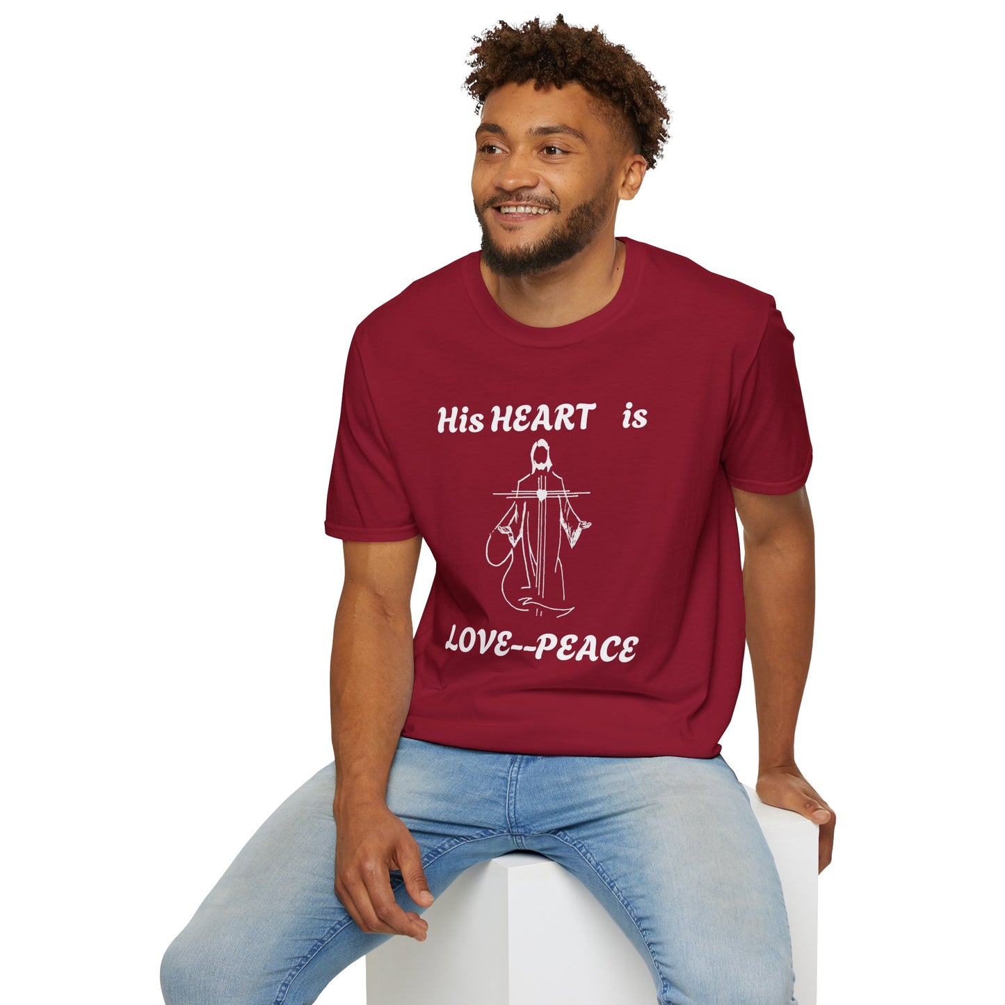 Christian Graphic Jesus  "His Heart is Love Peace" T-shirt