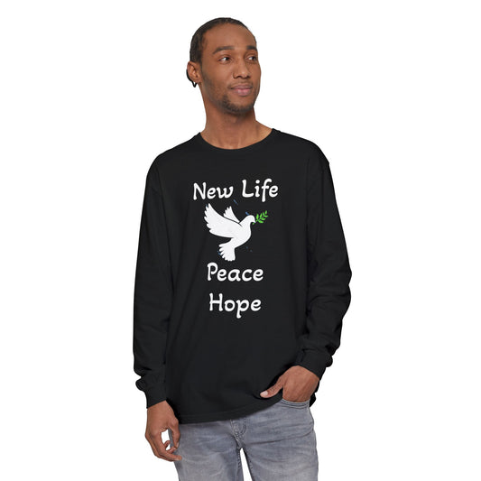 New Life-Peace Hope-Dove with Olive Branch Long Sleeve T-Shirt