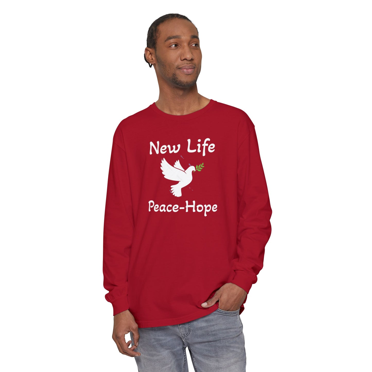 New Life-Peace Hope-Dove with Olive Branch Long Sleeve T-Shirt
