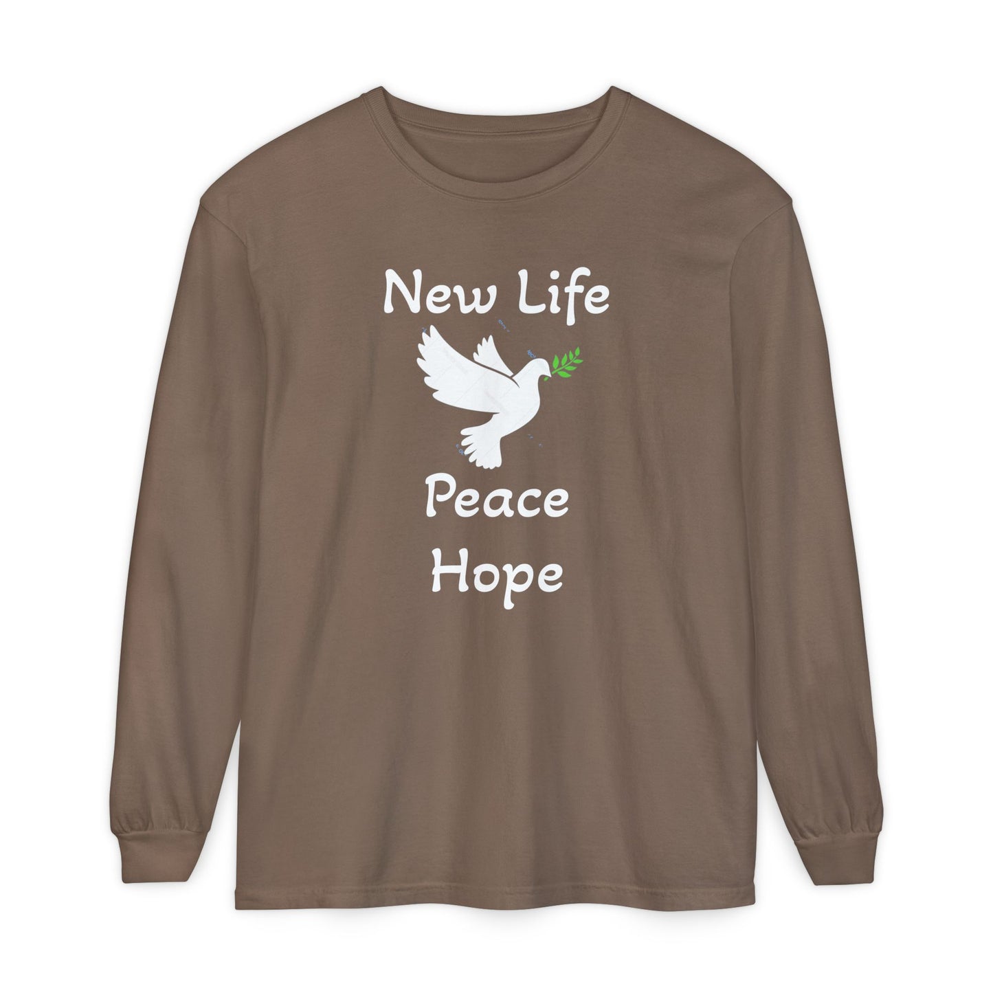 New Life-Peace Hope-Dove with Olive Branch Long Sleeve T-Shirt