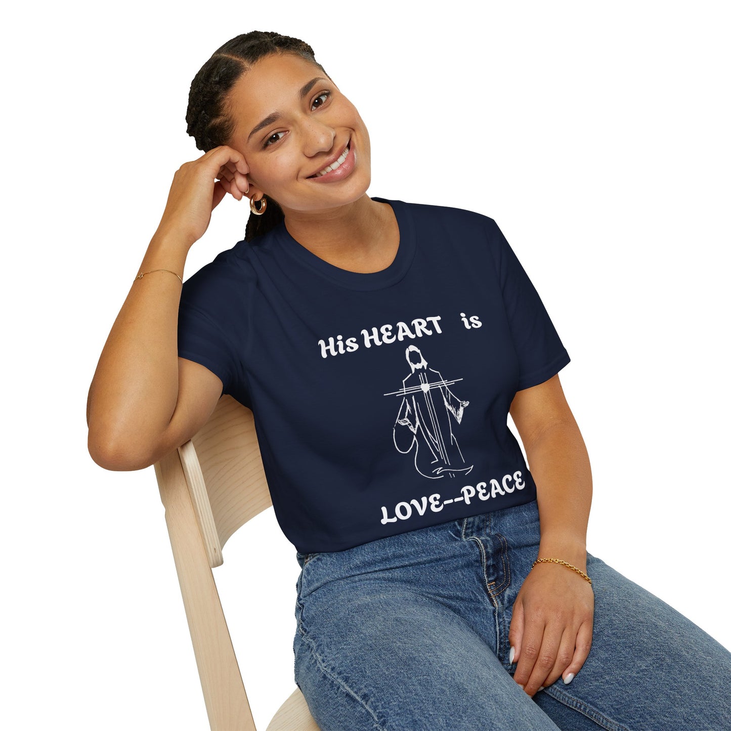 Christian Graphic Jesus  "His Heart is Love Peace" T-shirt