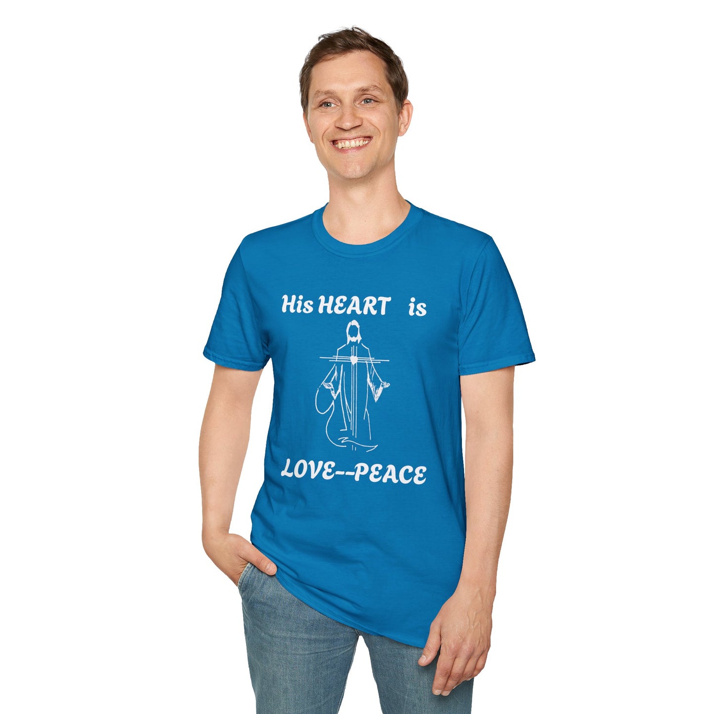 Christian Graphic Jesus  "His Heart is Love Peace" T-shirt