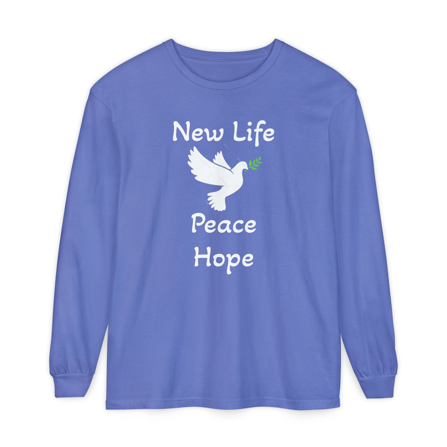 New Life-Peace Hope-Dove with Olive Branch Long Sleeve T-Shirt
