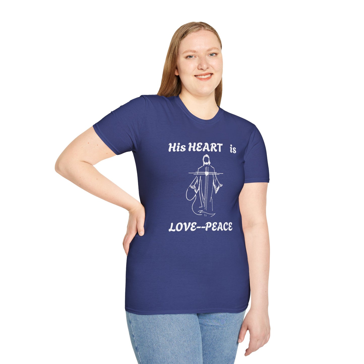 Christian Graphic Jesus  "His Heart is Love Peace" T-shirt