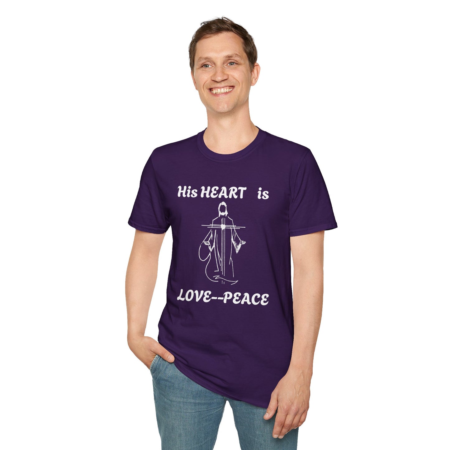 Christian Graphic Jesus  "His Heart is Love Peace" T-shirt