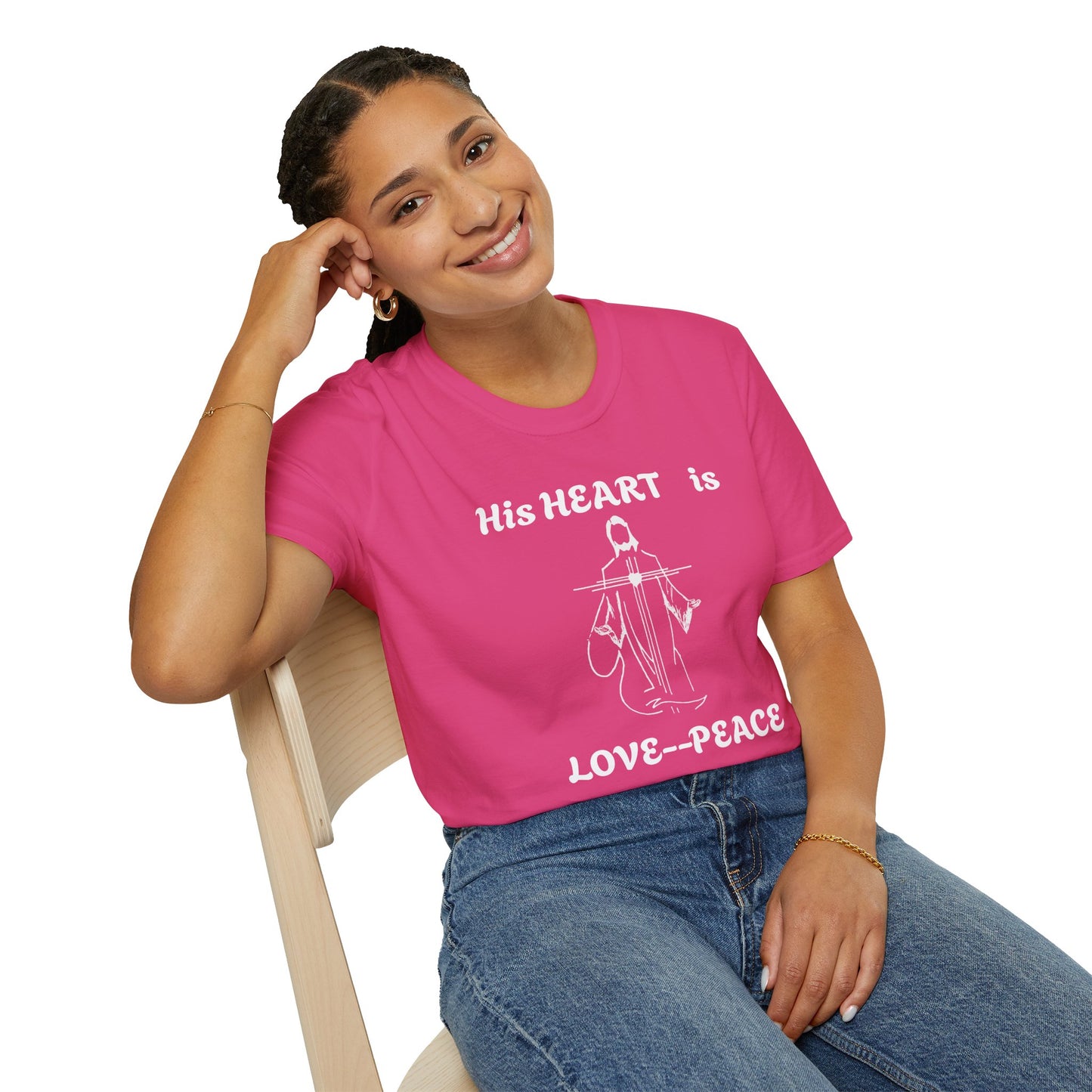 Christian Graphic Jesus  "His Heart is Love Peace" T-shirt