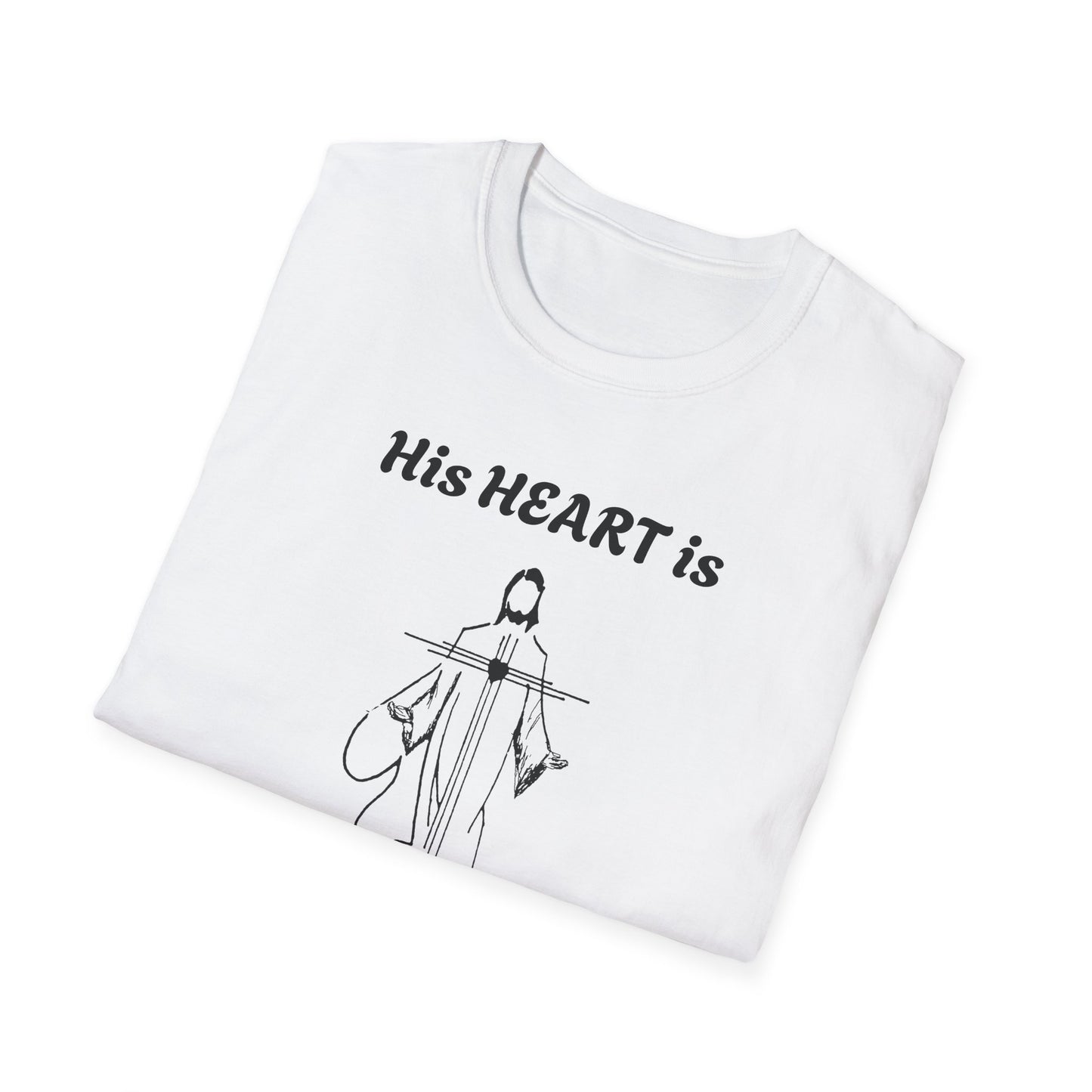 His Heart is Love-Peace Graphic T-Shirt, Unisex Spiritual Tee, Positive Vibe Shirt, Casual Gift for Friends and Family, Unique Faith Apparel