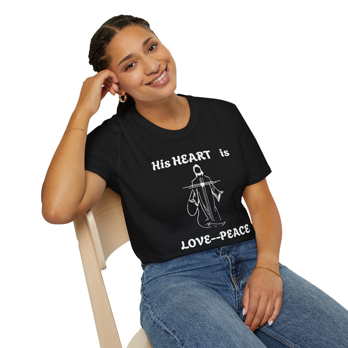 Christian Graphic Jesus  "His Heart is Love Peace" T-shirt