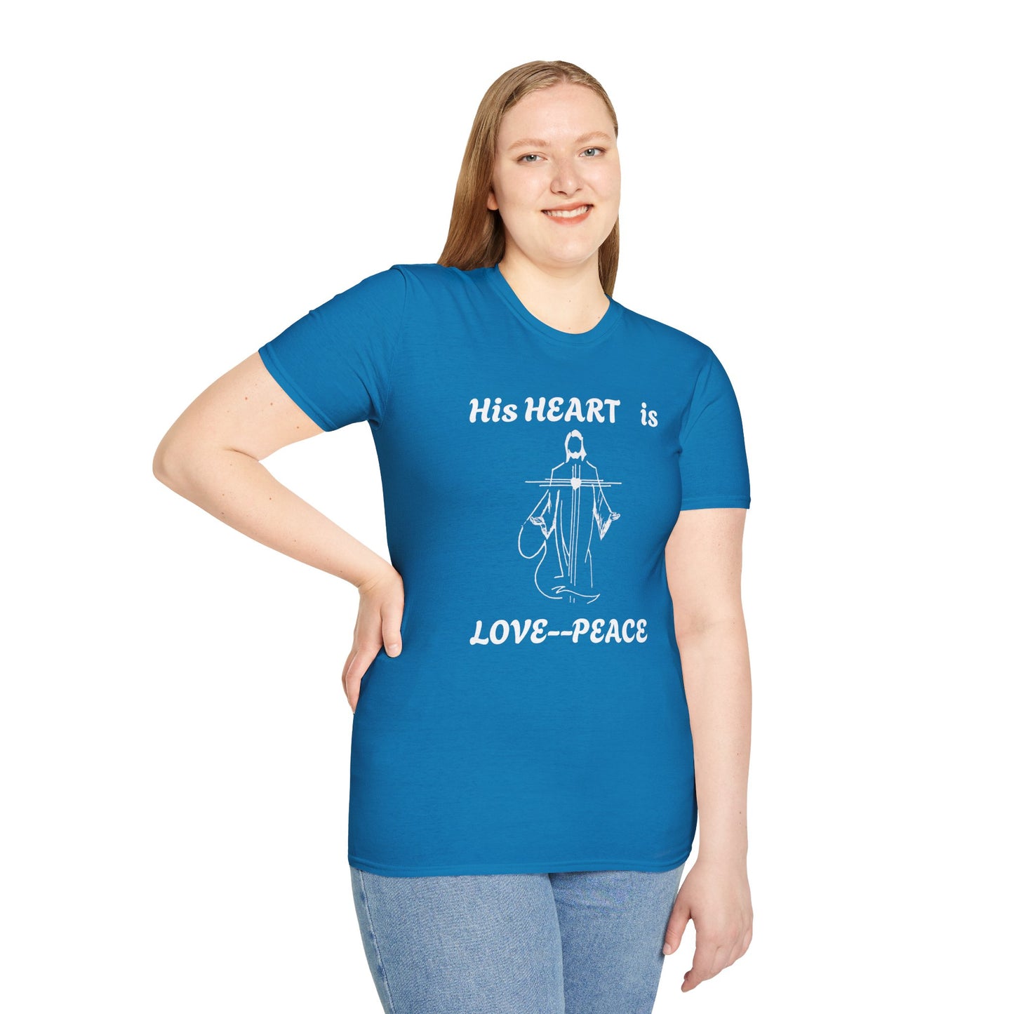 Christian Graphic Jesus  "His Heart is Love Peace" T-shirt