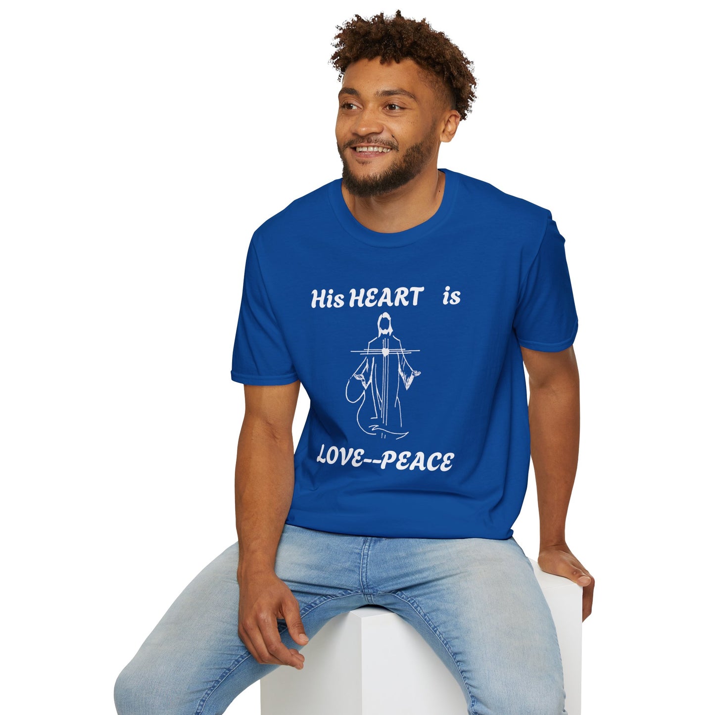 Christian Graphic Jesus  "His Heart is Love Peace" T-shirt