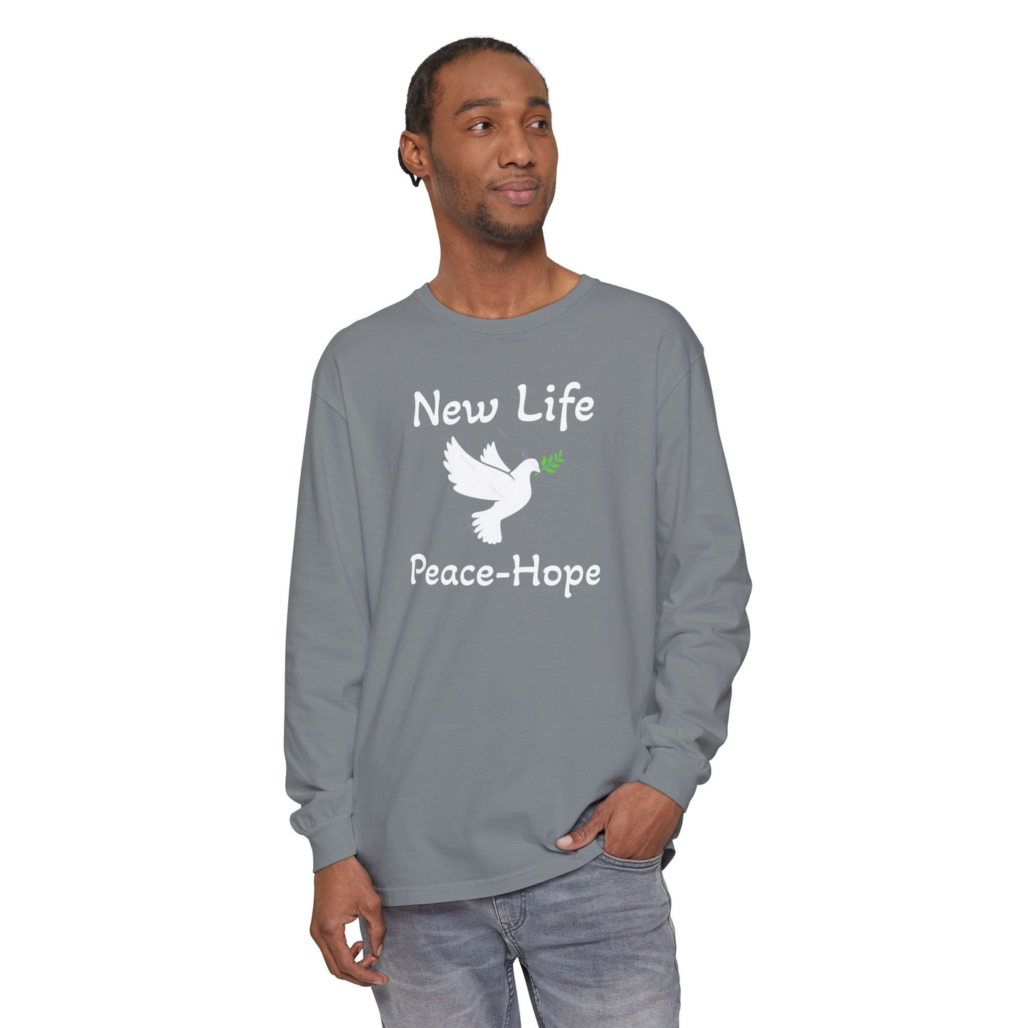 New Life-Peace Hope-Dove with Olive Branch Long Sleeve T-Shirt