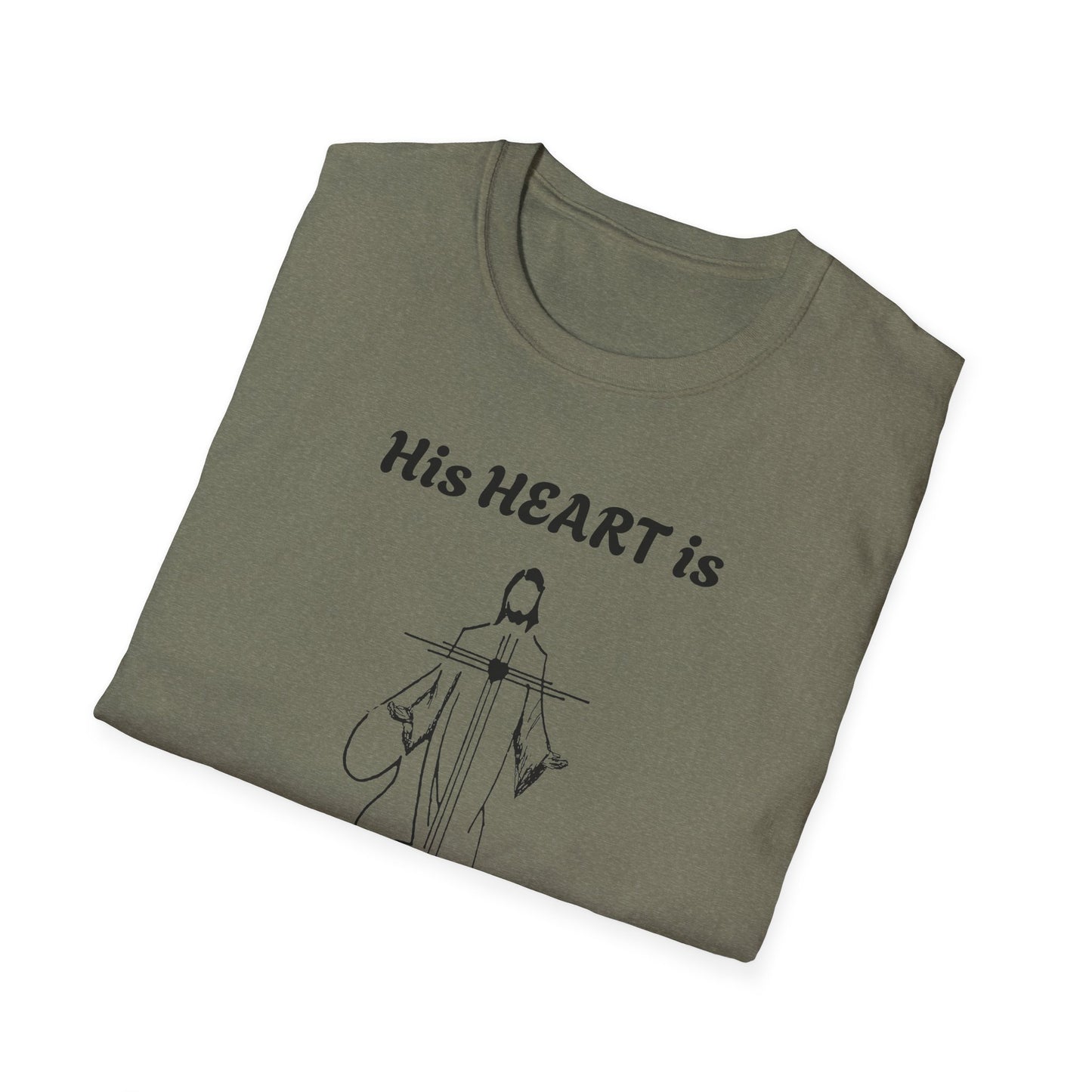 His Heart is Love-Peace Graphic T-Shirt, Unisex Spiritual Tee, Positive Vibe Shirt, Casual Gift for Friends and Family, Unique Faith Apparel