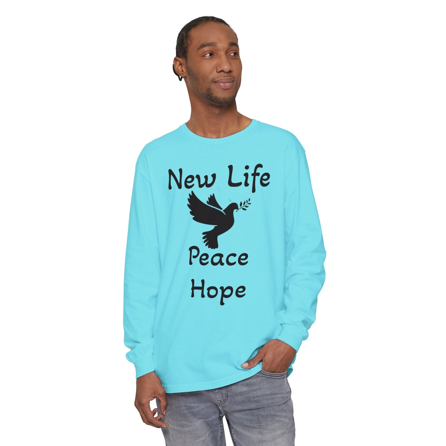 New Life- Peace Hope- Dove with Olive Branch Long Sleeve T-Shirt