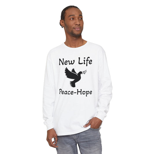 New Life- Peace Hope- Dove with Olive Branch Long Sleeve T-Shirt