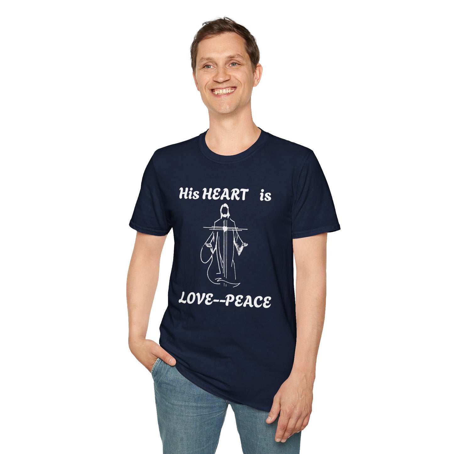 Christian Graphic Jesus  "His Heart is Love Peace" T-shirt