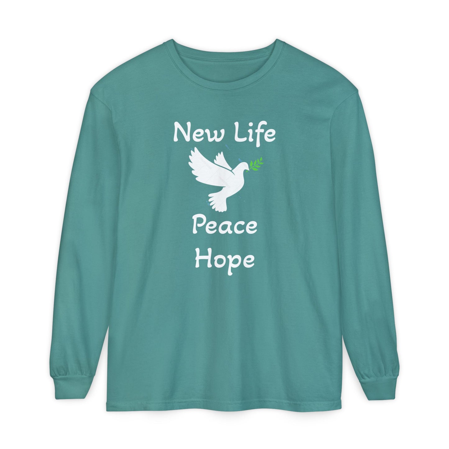 New Life-Peace Hope-Dove with Olive Branch Long Sleeve T-Shirt