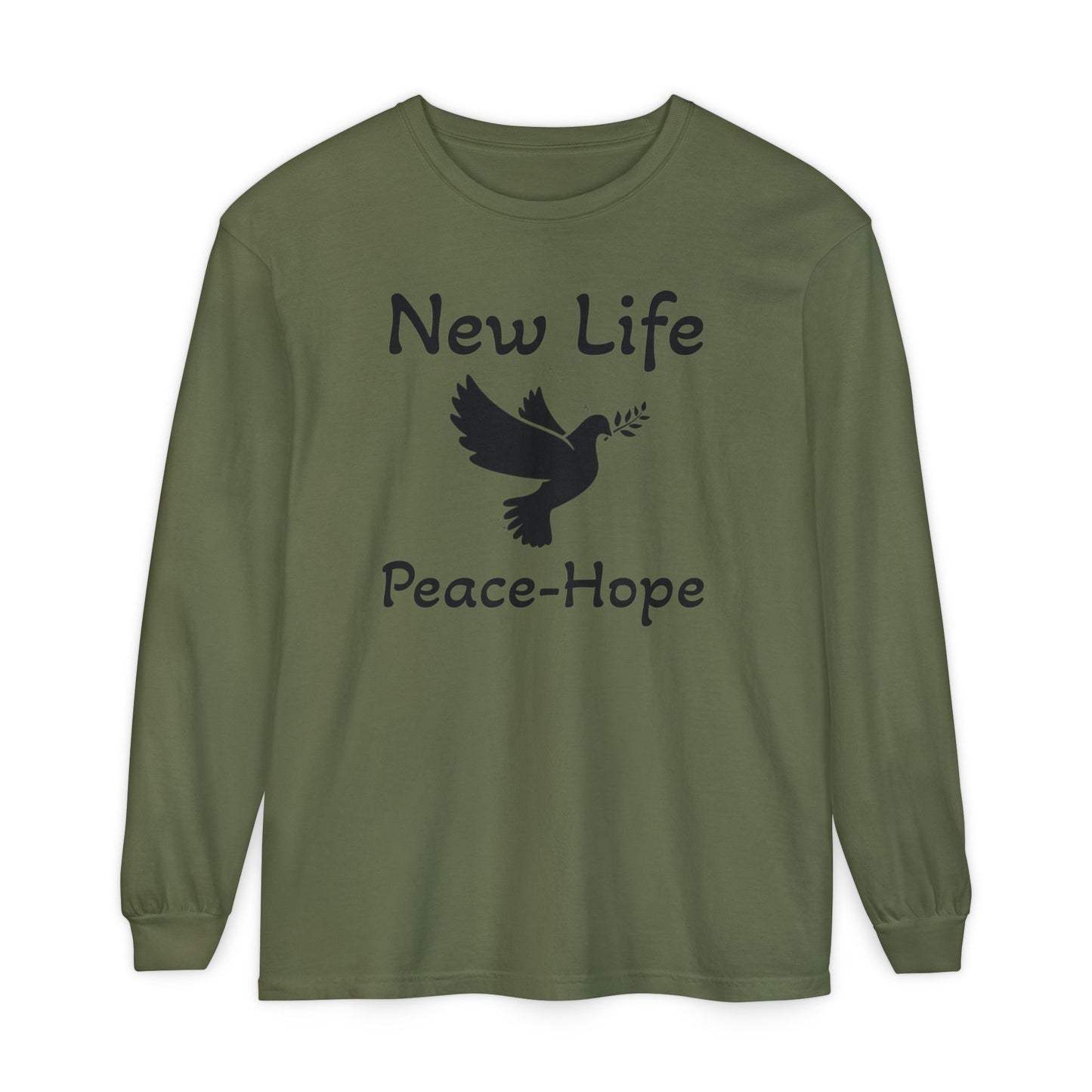 New Life- Peace Hope- Dove with Olive Branch Long Sleeve T-Shirt