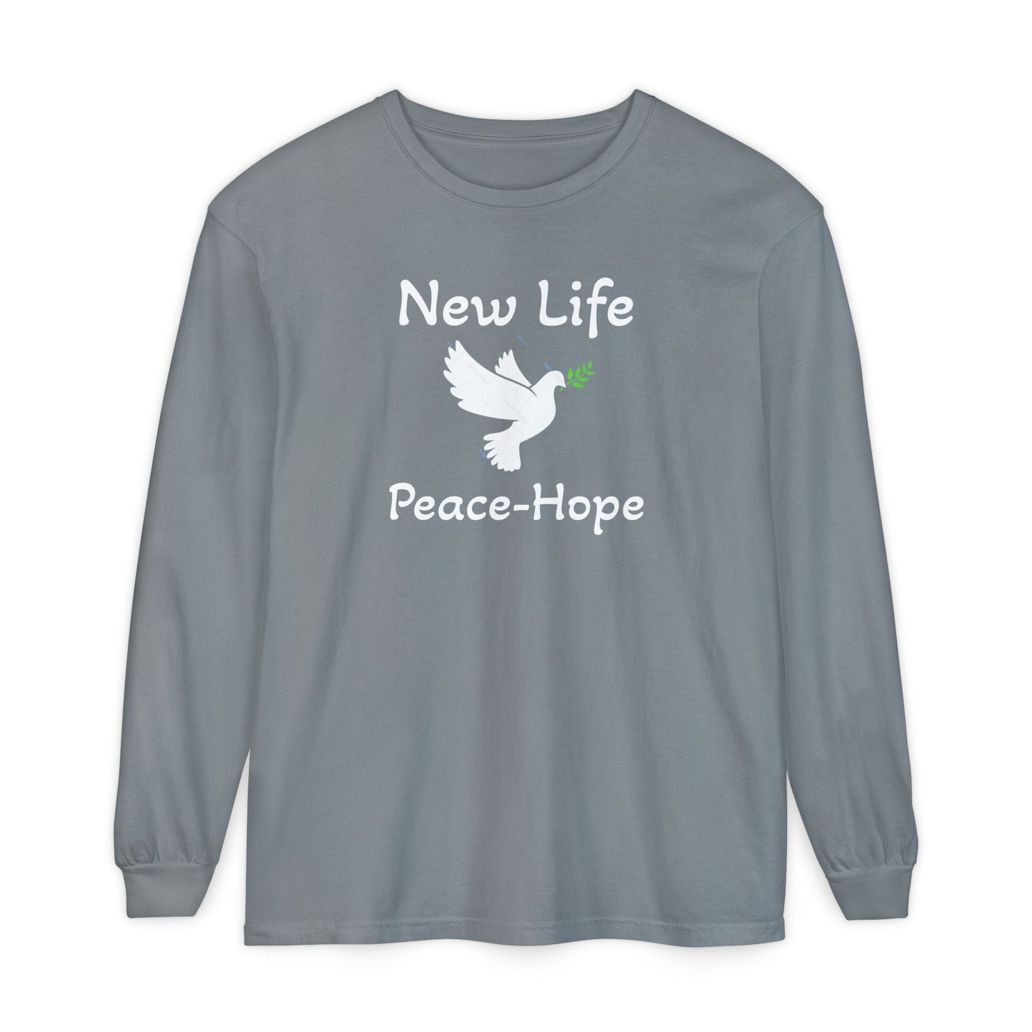 New Life-Peace Hope-Dove with Olive Branch Long Sleeve T-Shirt