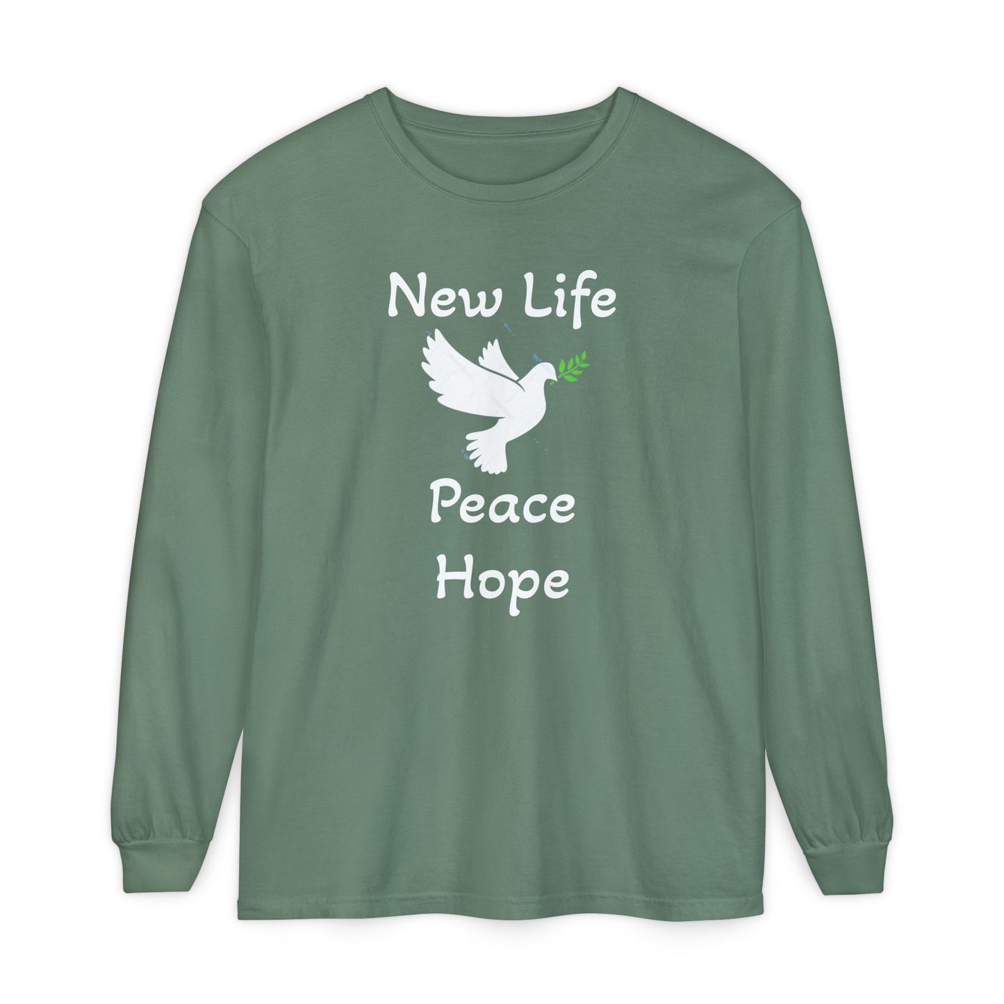 New Life-Peace Hope-Dove with Olive Branch Long Sleeve T-Shirt