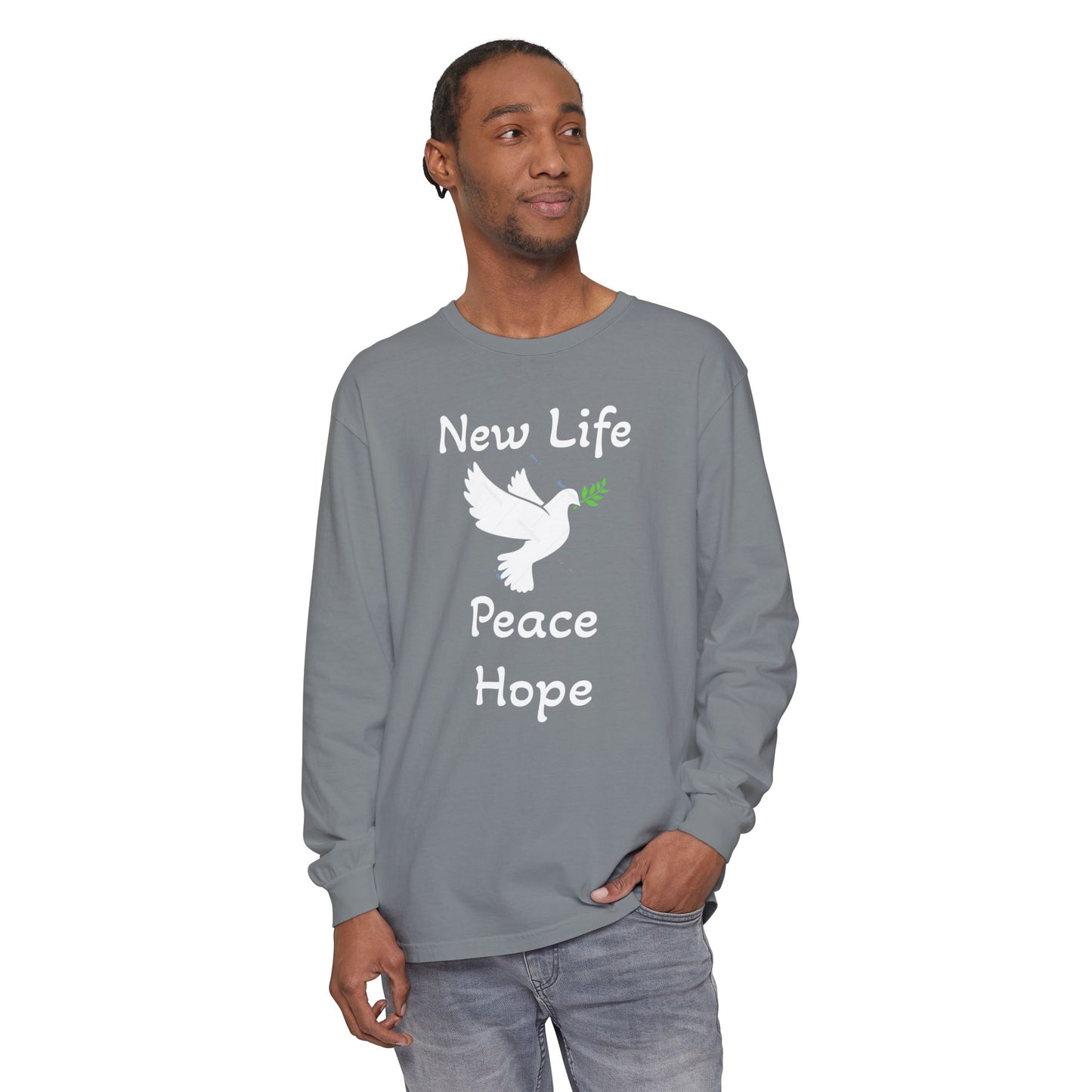 New Life-Peace Hope-Dove with Olive Branch Long Sleeve T-Shirt