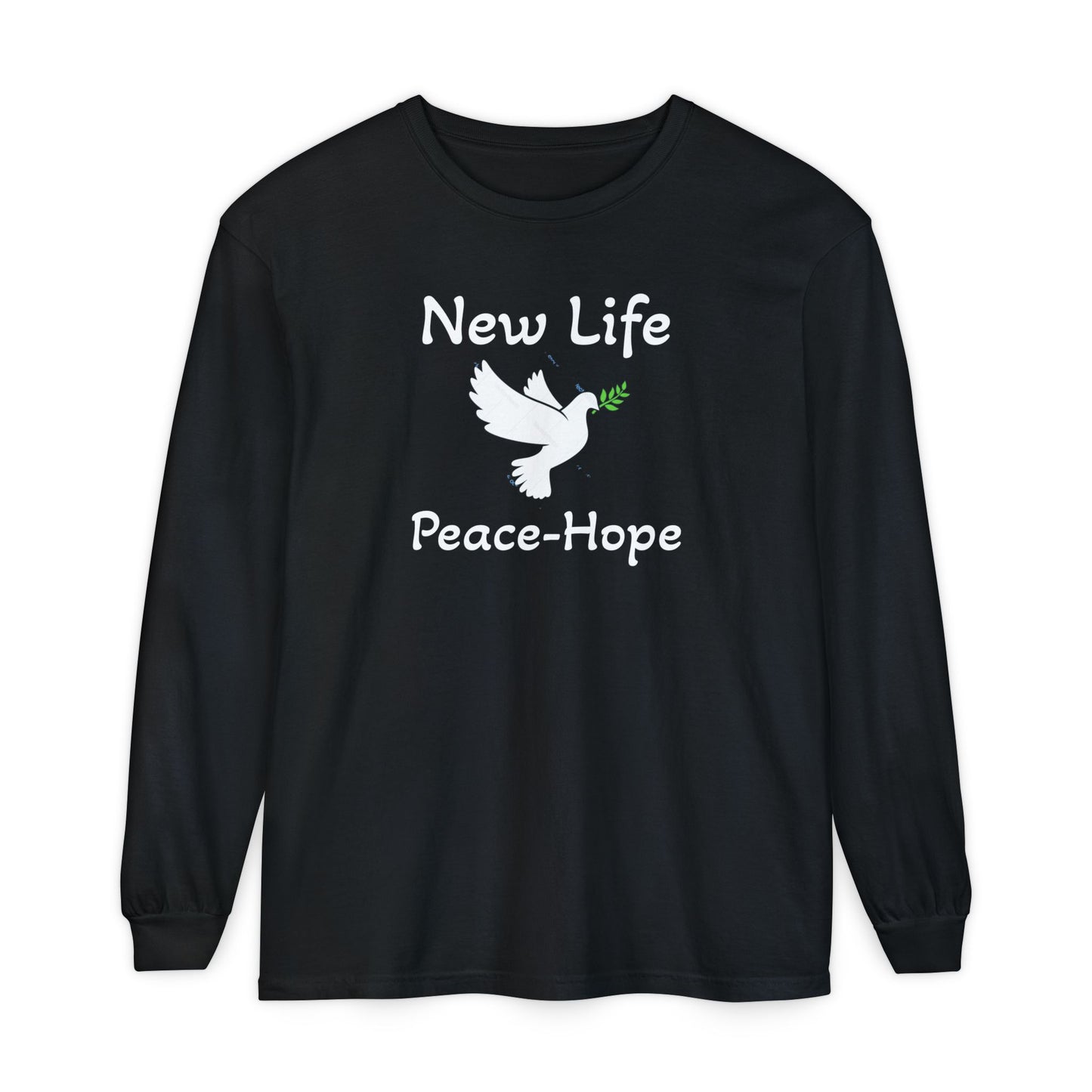 New Life-Peace Hope-Dove with Olive Branch Long Sleeve T-Shirt