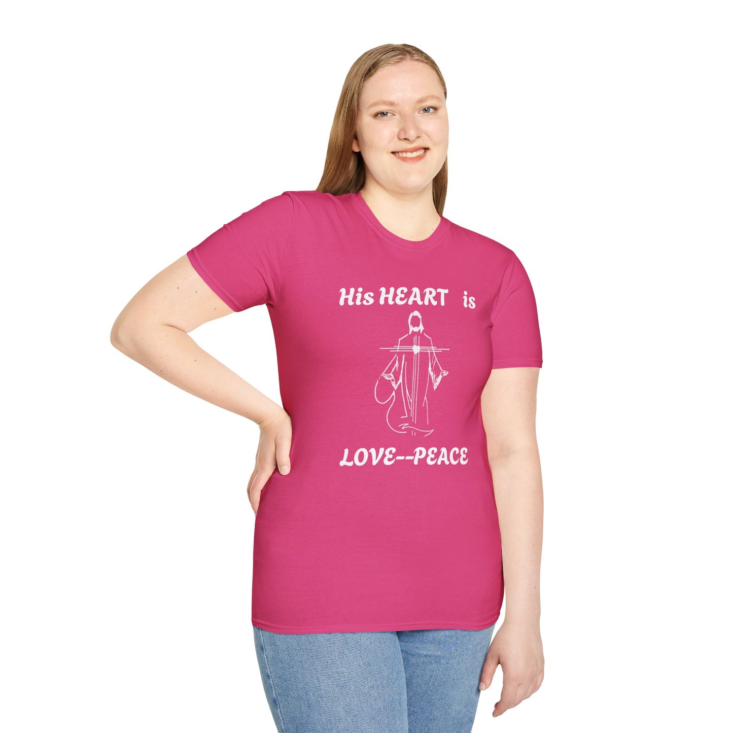 Christian Graphic Jesus  "His Heart is Love Peace" T-shirt