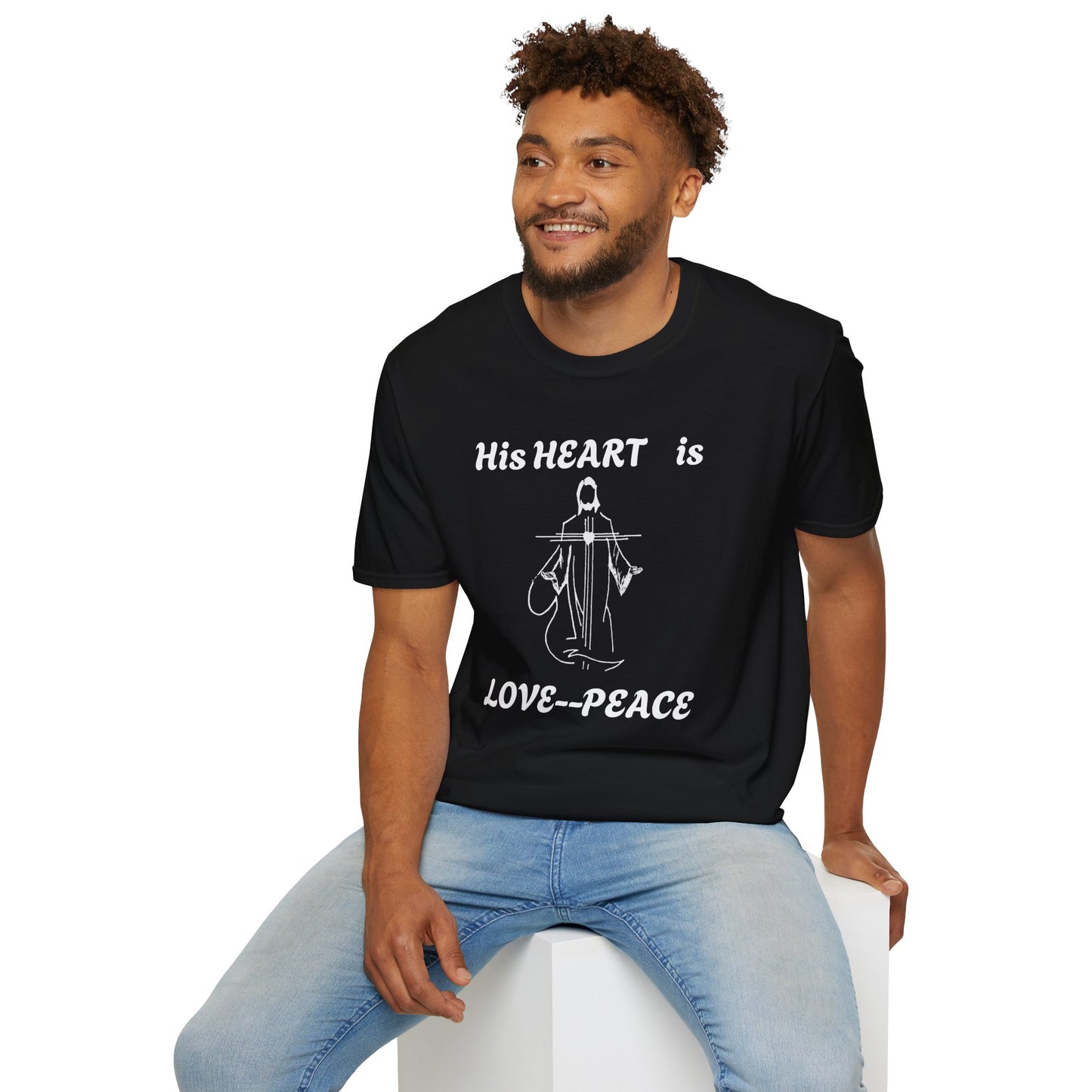 Christian Graphic Jesus  "His Heart is Love Peace" T-shirt