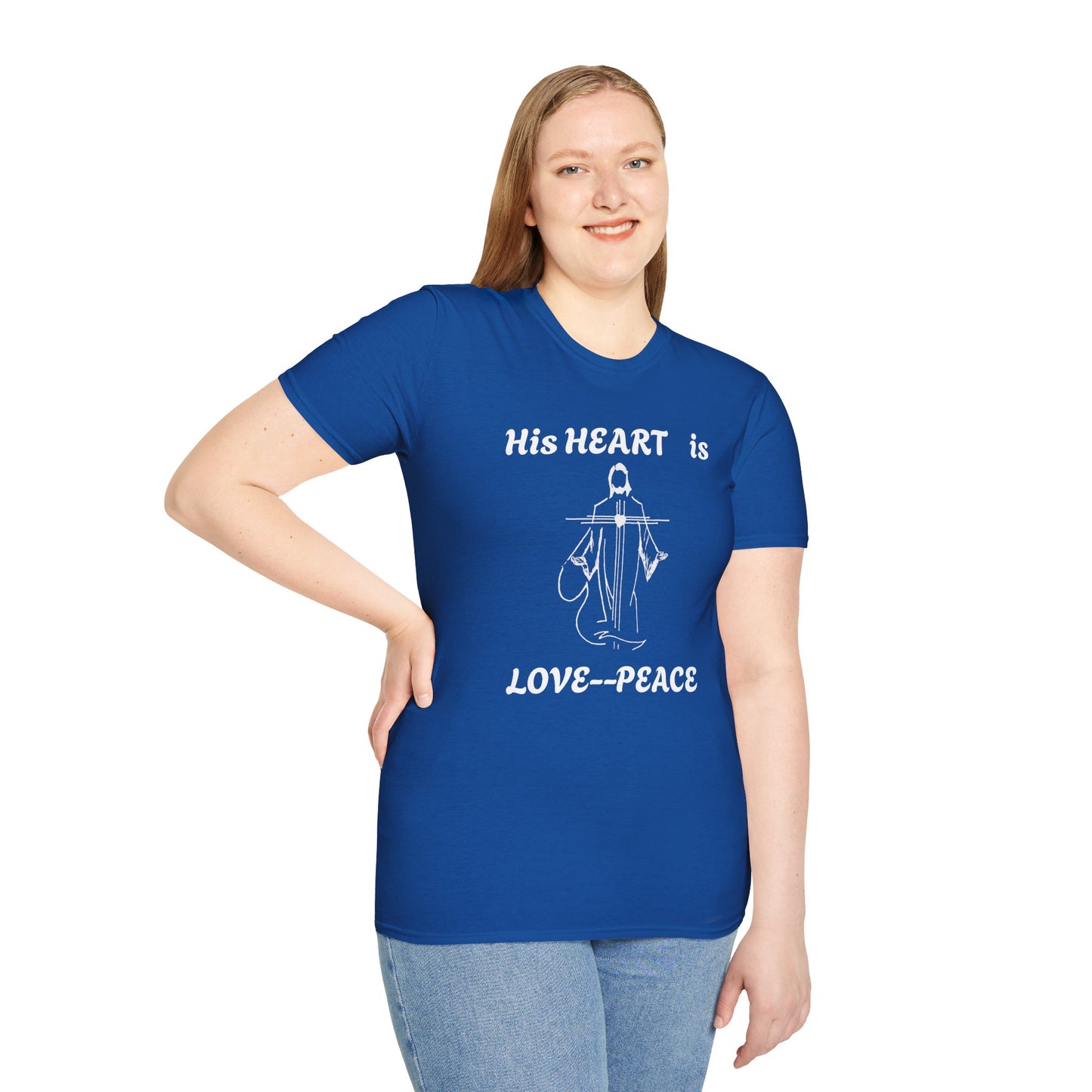 Christian Graphic Jesus  "His Heart is Love Peace" T-shirt