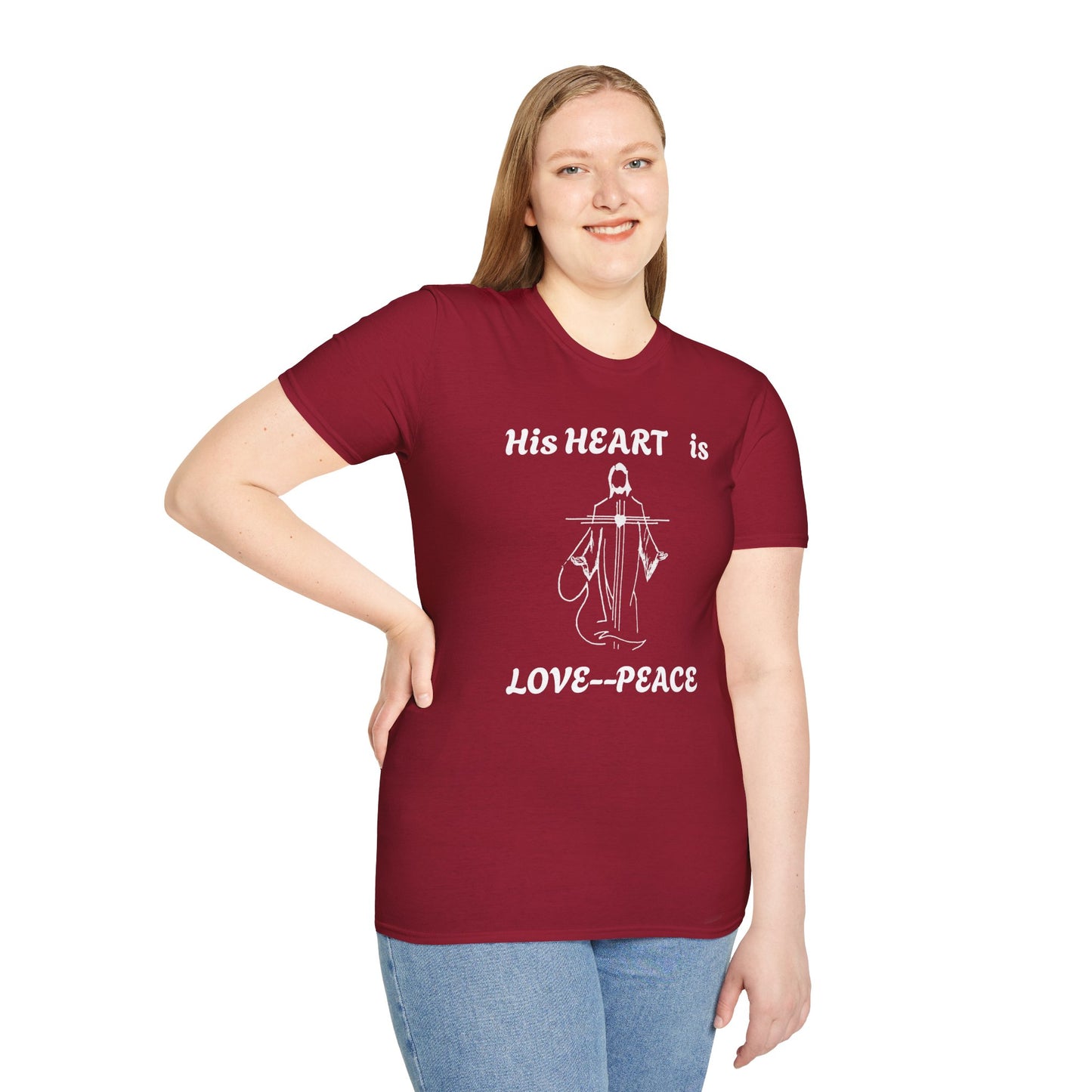 Christian Graphic Jesus  "His Heart is Love Peace" T-shirt