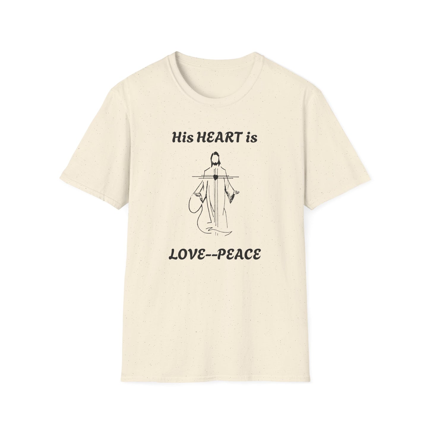 His Heart is Love-Peace Graphic T-Shirt, Unisex Spiritual Tee, Positive Vibe Shirt, Casual Gift for Friends and Family, Unique Faith Apparel