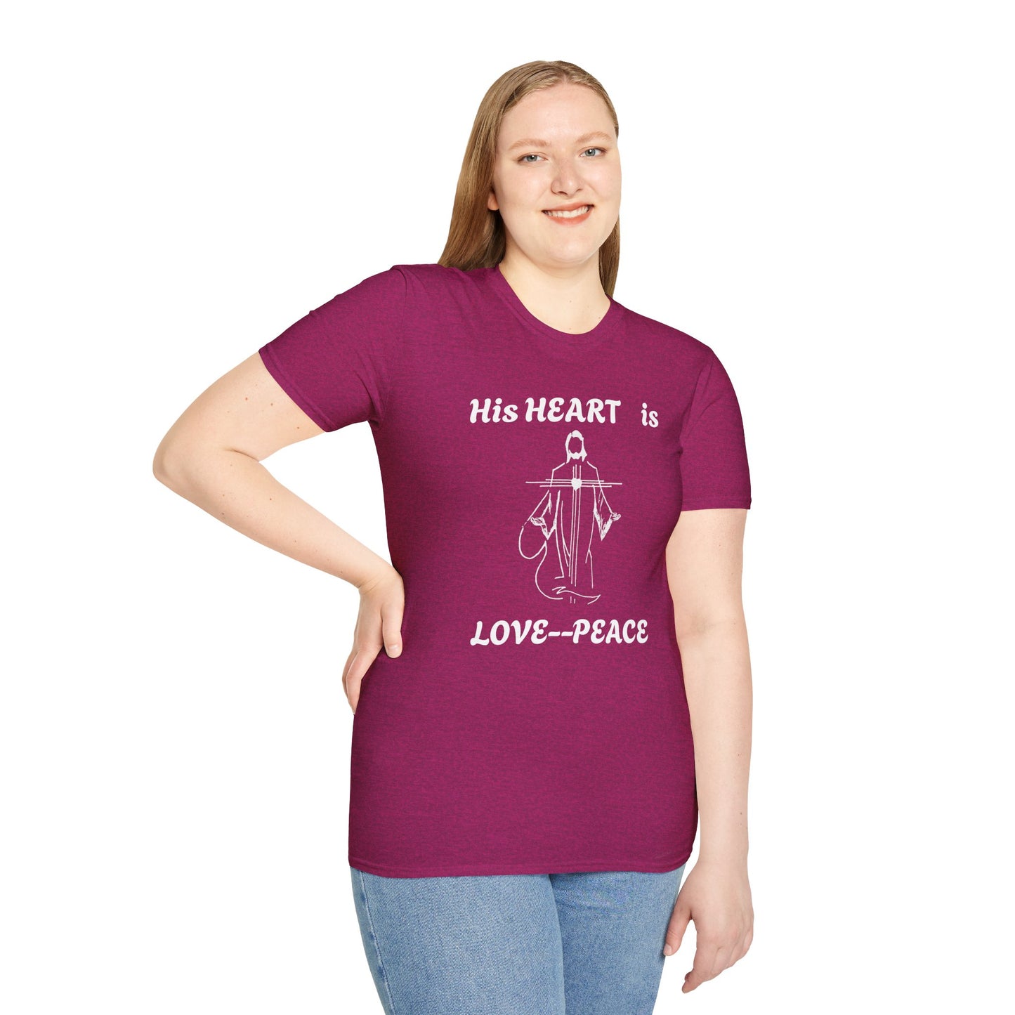 Christian Graphic Jesus  "His Heart is Love Peace" T-shirt