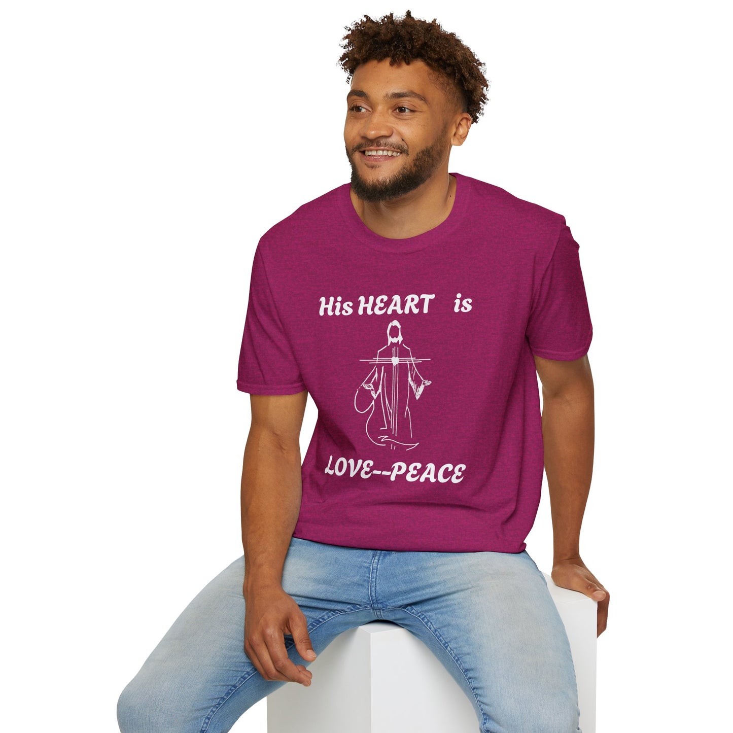 Christian Graphic Jesus  "His Heart is Love Peace" T-shirt