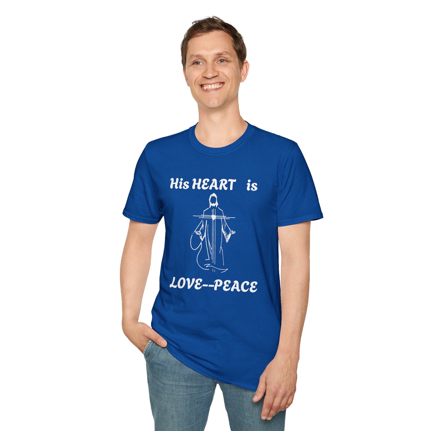 Christian Graphic Jesus  "His Heart is Love Peace" T-shirt