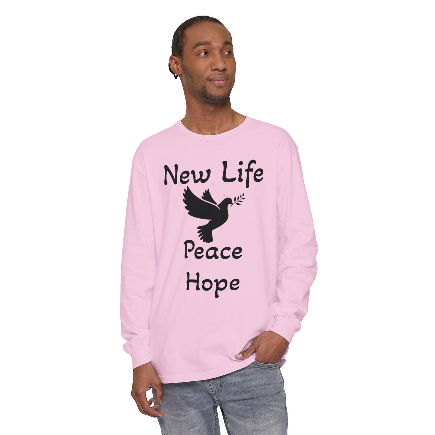 New Life- Peace Hope- Dove with Olive Branch Long Sleeve T-Shirt