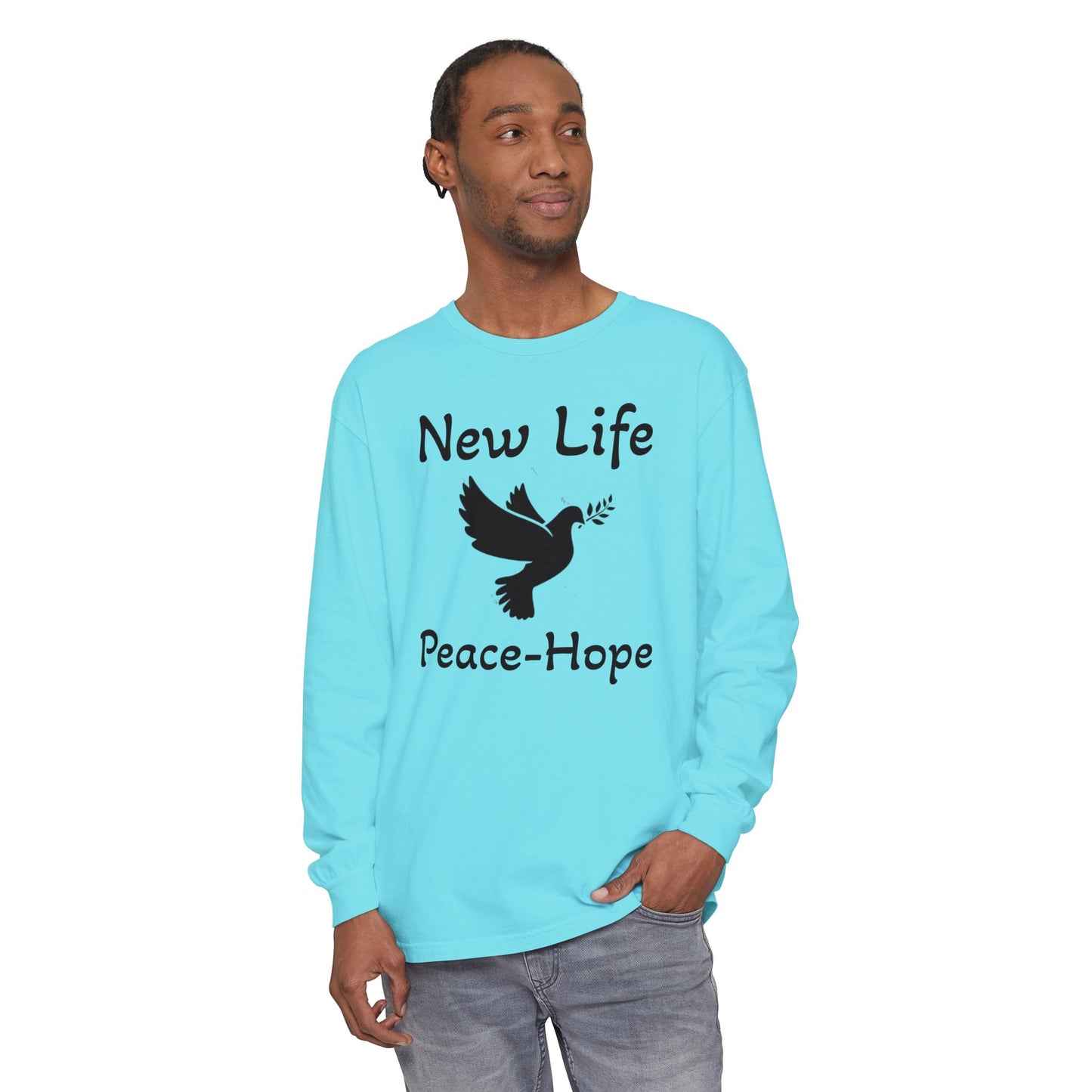 New Life- Peace Hope- Dove with Olive Branch Long Sleeve T-Shirt