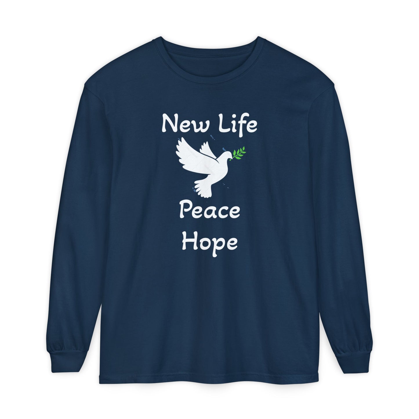 New Life-Peace Hope-Dove with Olive Branch Long Sleeve T-Shirt