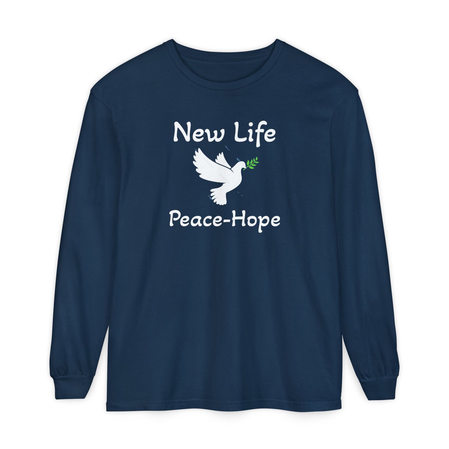 New Life-Peace Hope-Dove with Olive Branch Long Sleeve T-Shirt