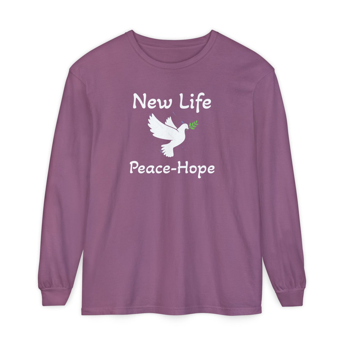 New Life-Peace Hope-Dove with Olive Branch Long Sleeve T-Shirt