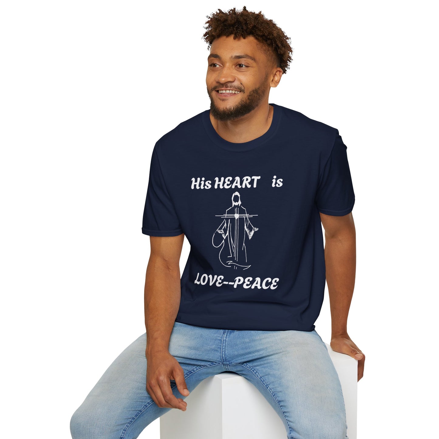 Christian Graphic Jesus  "His Heart is Love Peace" T-shirt