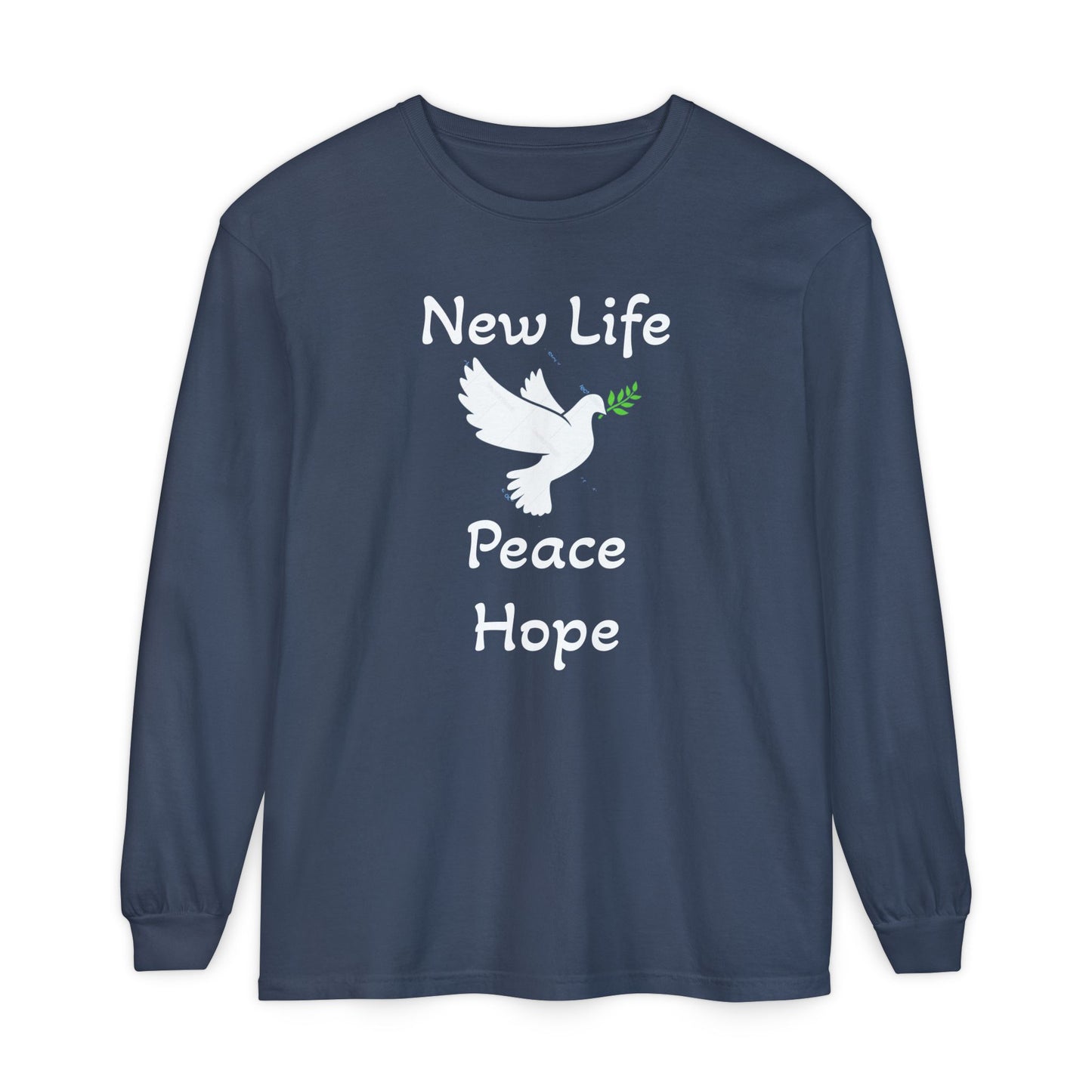 New Life-Peace Hope-Dove with Olive Branch Long Sleeve T-Shirt