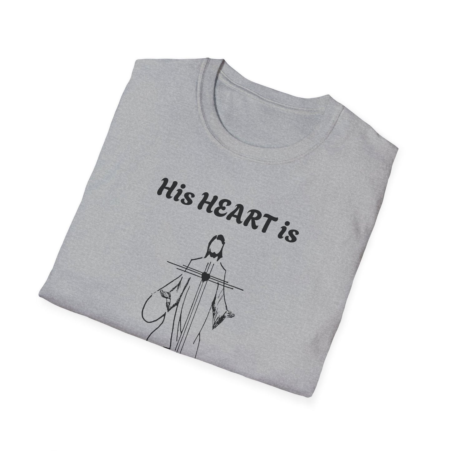 His Heart is Love-Peace Graphic T-Shirt, Unisex Spiritual Tee, Positive Vibe Shirt, Casual Gift for Friends and Family, Unique Faith Apparel
