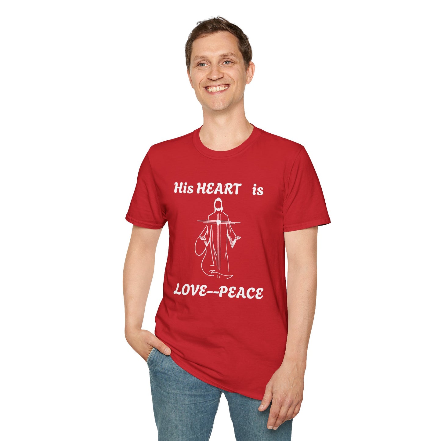 Christian Graphic Jesus  "His Heart is Love Peace" T-shirt