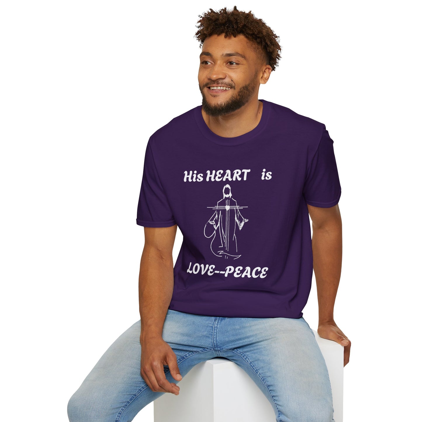 Christian Graphic Jesus  "His Heart is Love Peace" T-shirt