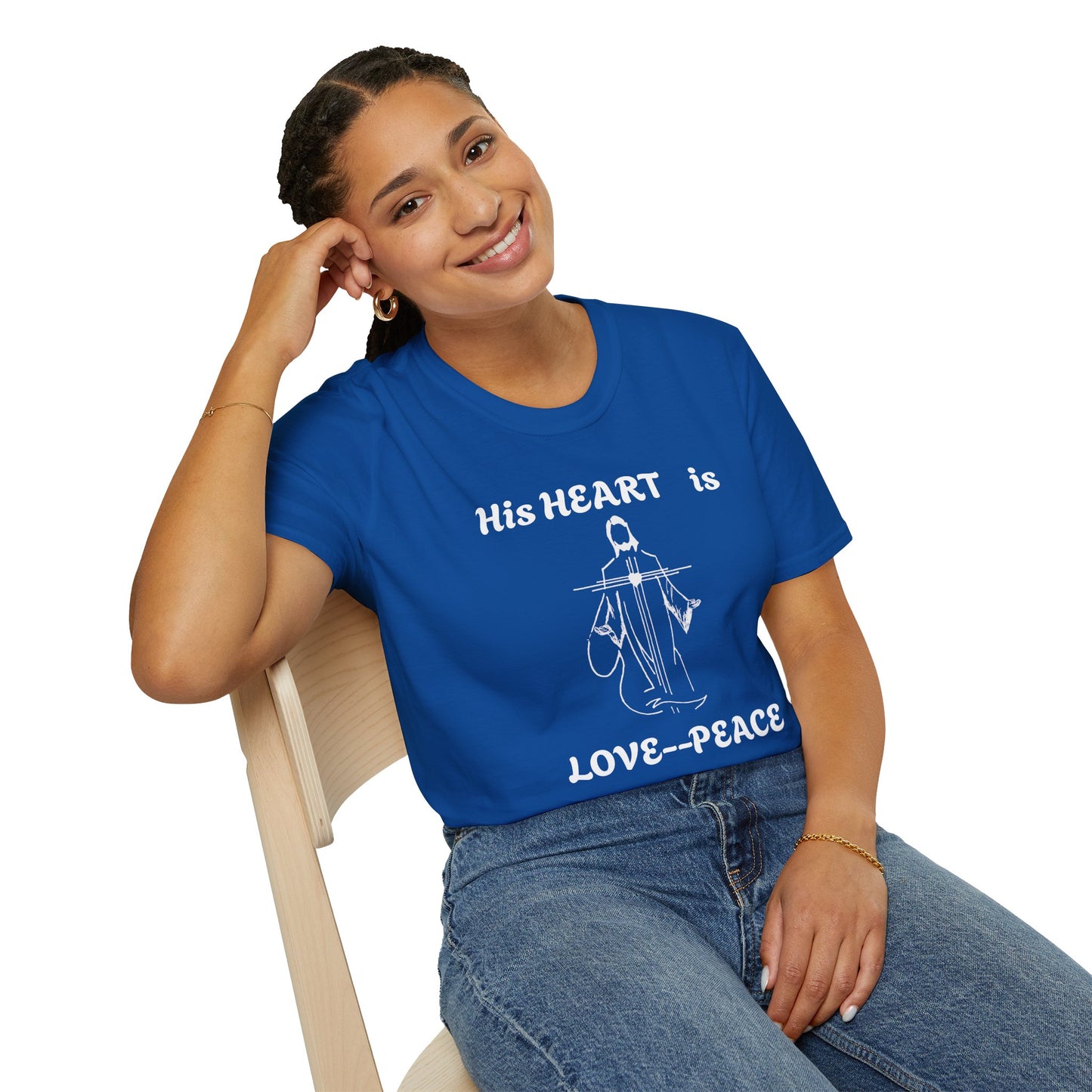Christian Graphic Jesus  "His Heart is Love Peace" T-shirt