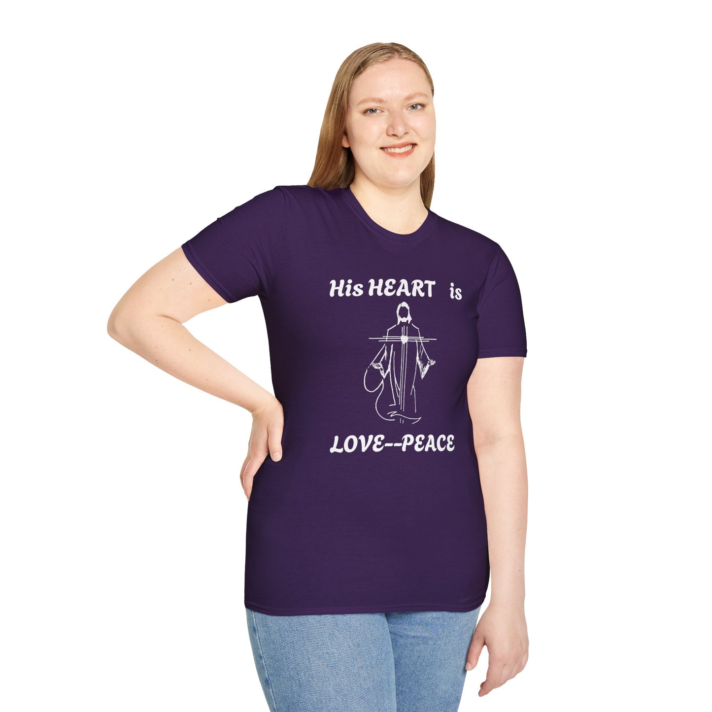 Christian Graphic Jesus  "His Heart is Love Peace" T-shirt
