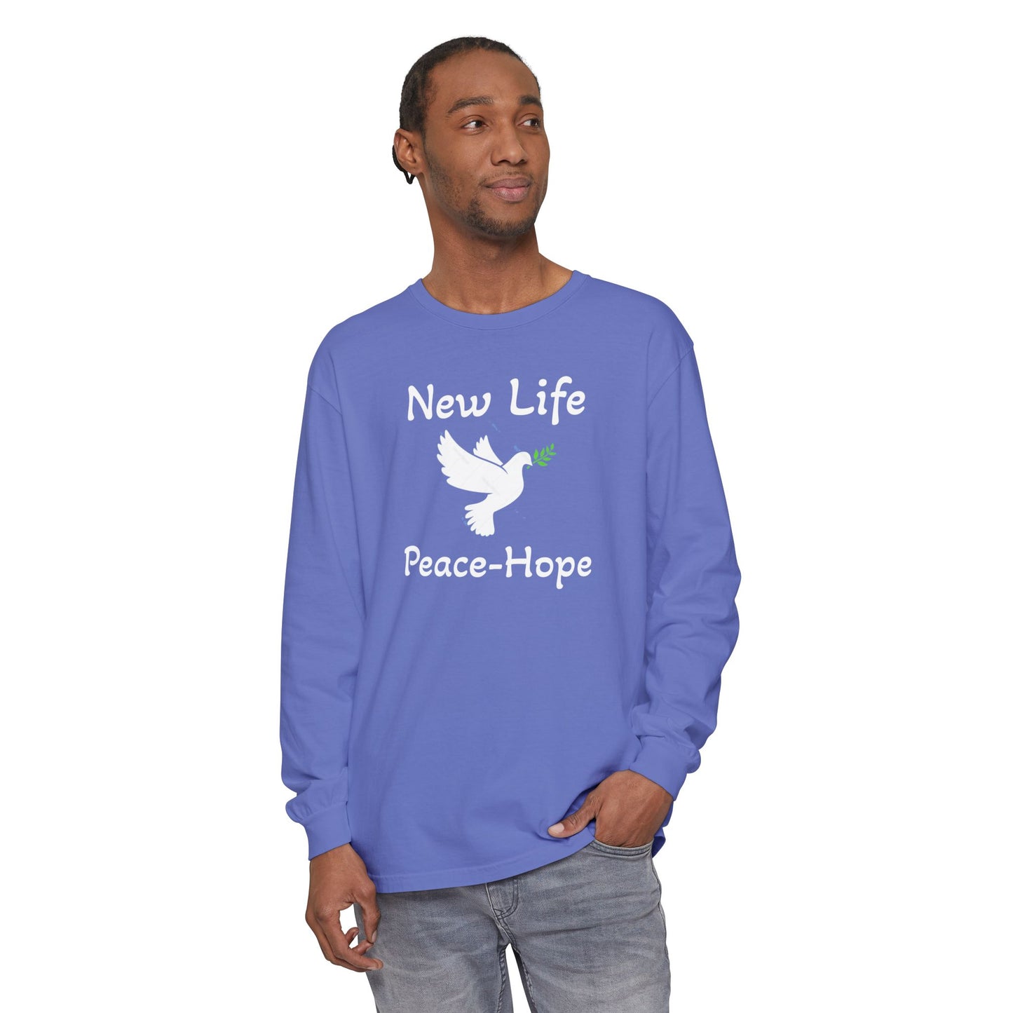 New Life-Peace Hope-Dove with Olive Branch Long Sleeve T-Shirt