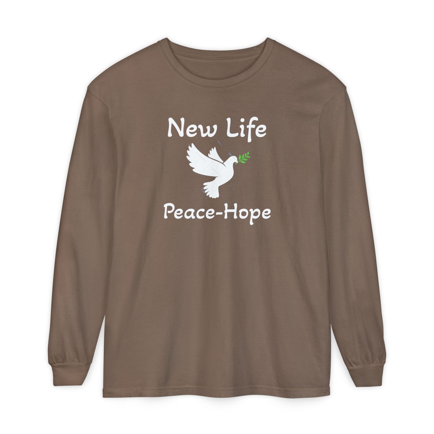 New Life-Peace Hope-Dove with Olive Branch Long Sleeve T-Shirt