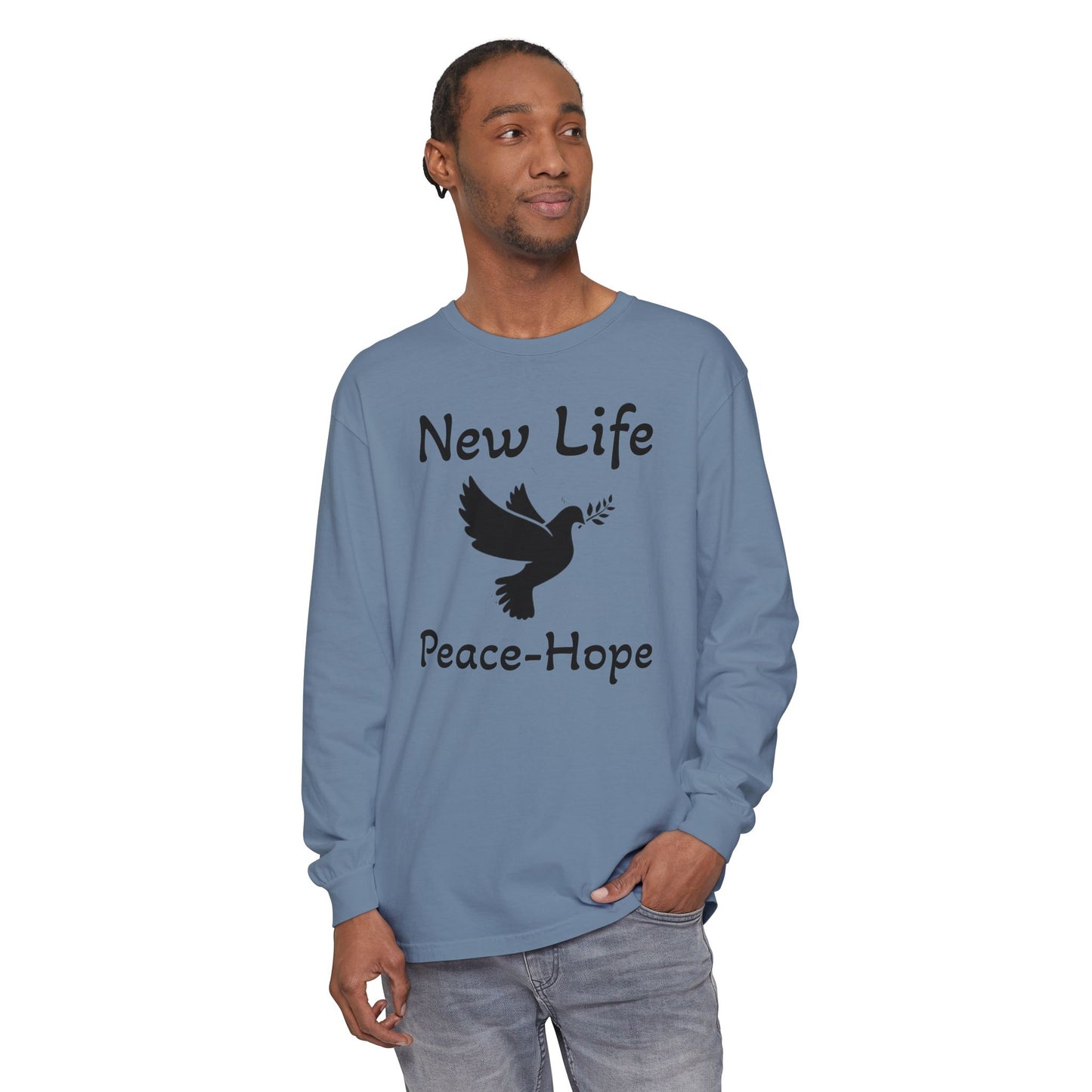 New Life- Peace Hope- Dove with Olive Branch Long Sleeve T-Shirt
