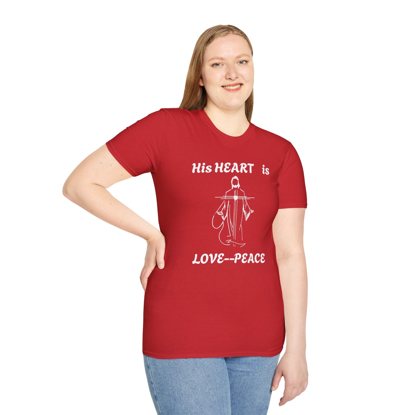 Christian Graphic Jesus  "His Heart is Love Peace" T-shirt